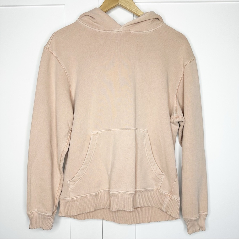 Elwood core hoodie XS tan heavyweight boxy neutral organic cotton pocket cozy